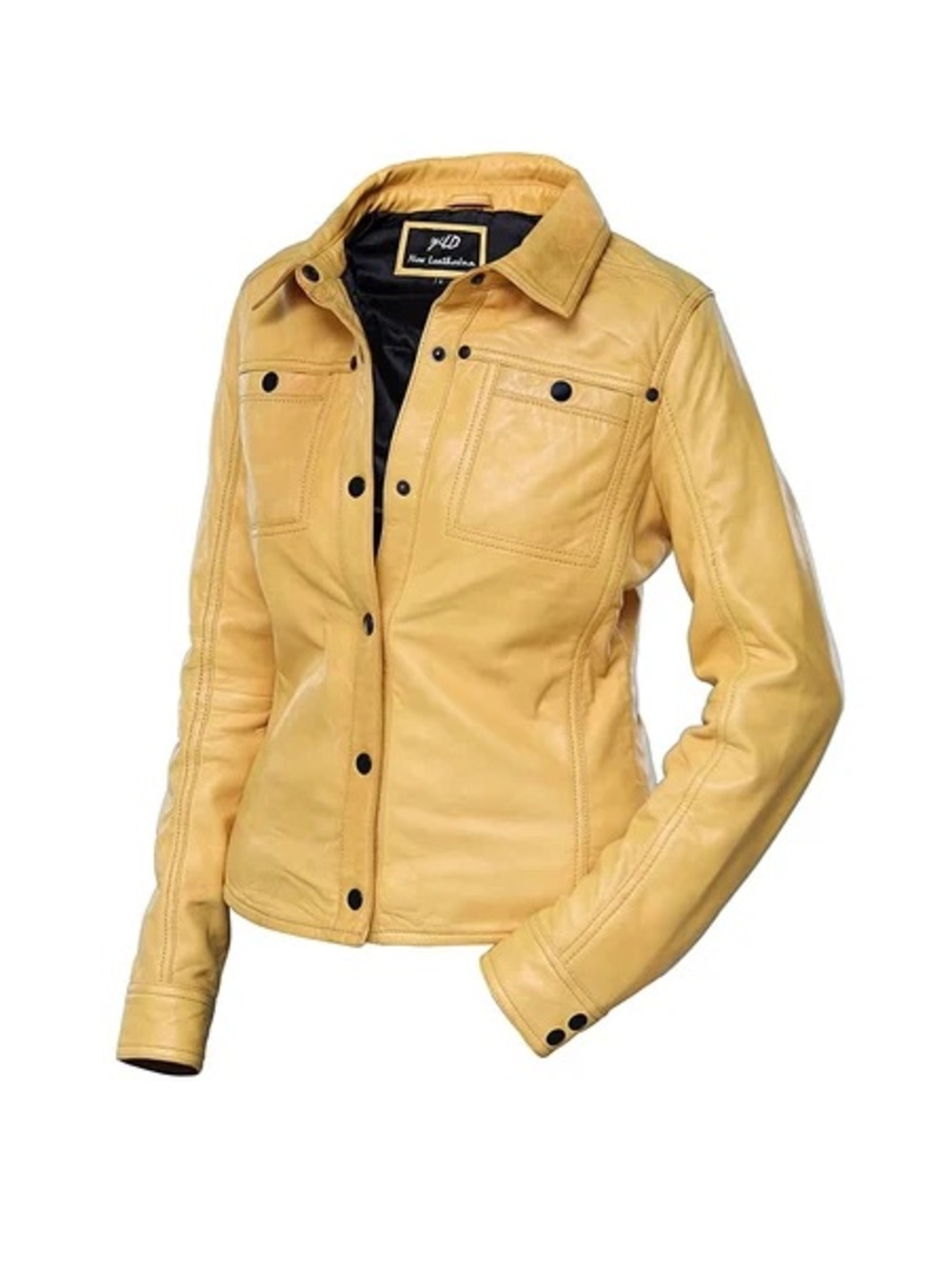 Women's Yellow Shirt Style Leather Jacket small